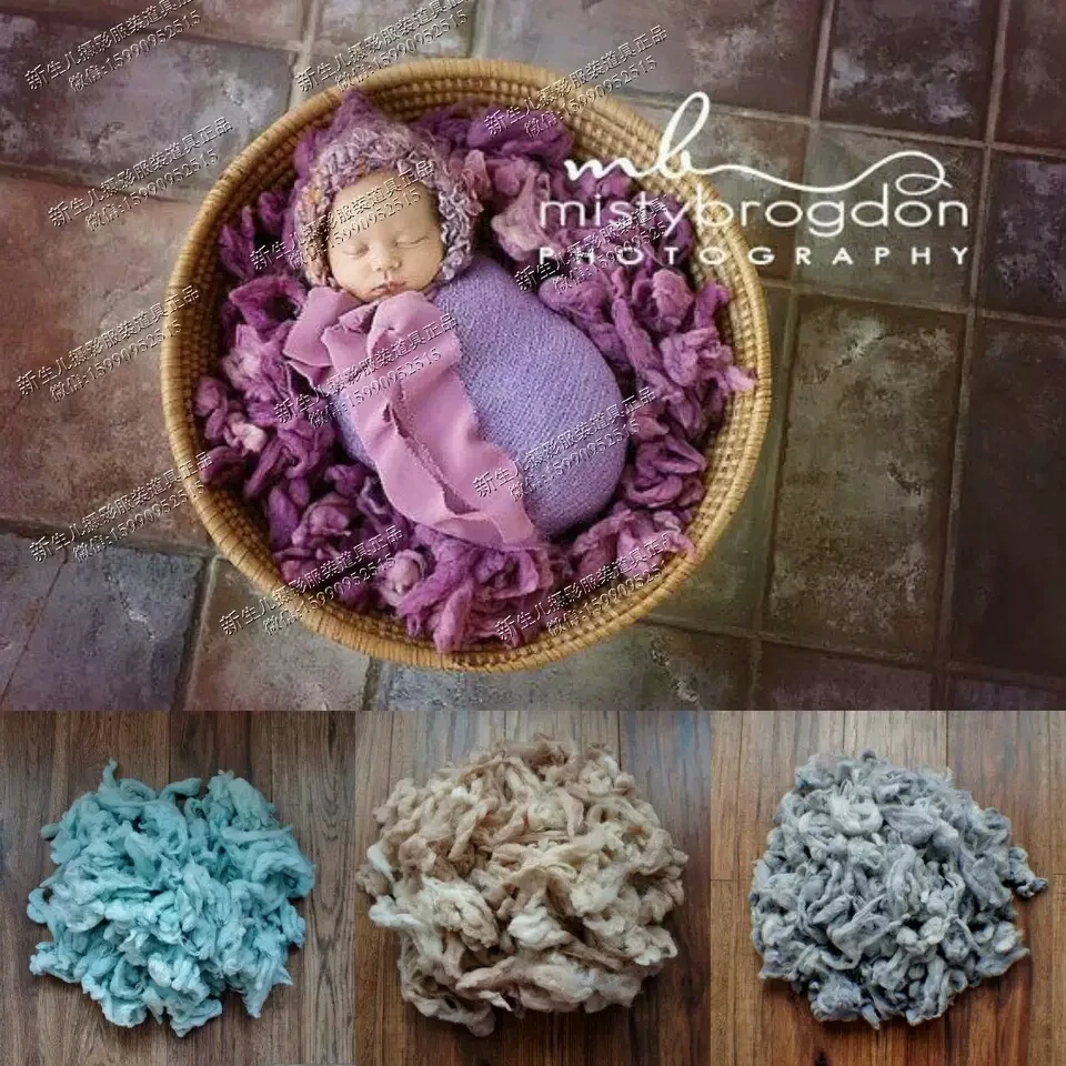 

Wool Newborn Photography Props Basket Filler, Chunky Baby Blanket Pure Wool Filler Cushion Background Props Studio Photos Aided