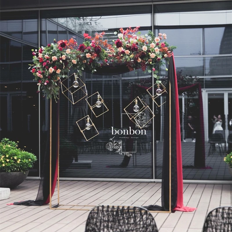 JAROWN New Wrought Iron Balloon Arch T Stage Decoration Wedding Flower Arrangement Decoration Round Ring Activity Party Decor (18)