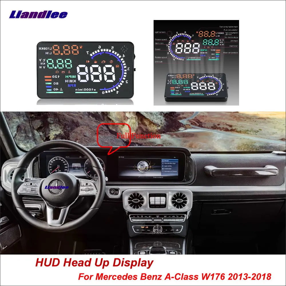 

Full Function HUD Car Head Up Display For Mercedes Benz A-Class W176 Safe Driving Screen OBD Data Projector Windshield