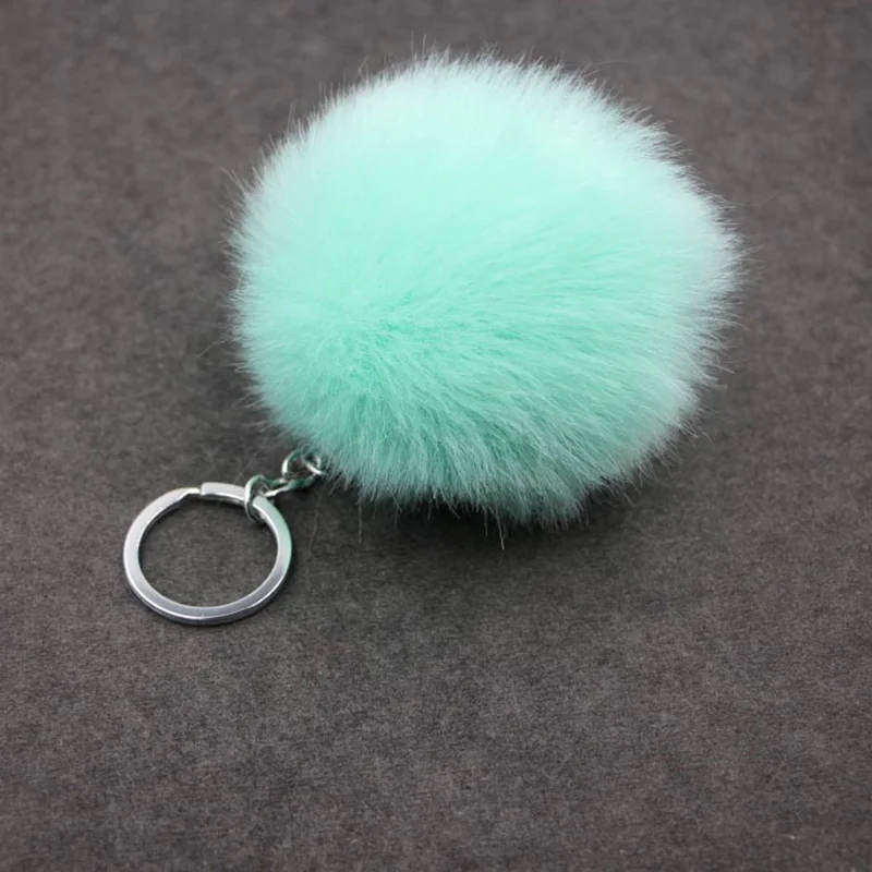 ISINYEE пушистый Sleutelhanger Pom брелок кольцо для женщин сумки Мода искусственный мех кролика chaviro помпон брелки ювелирные изделия - Цвет: 6 green