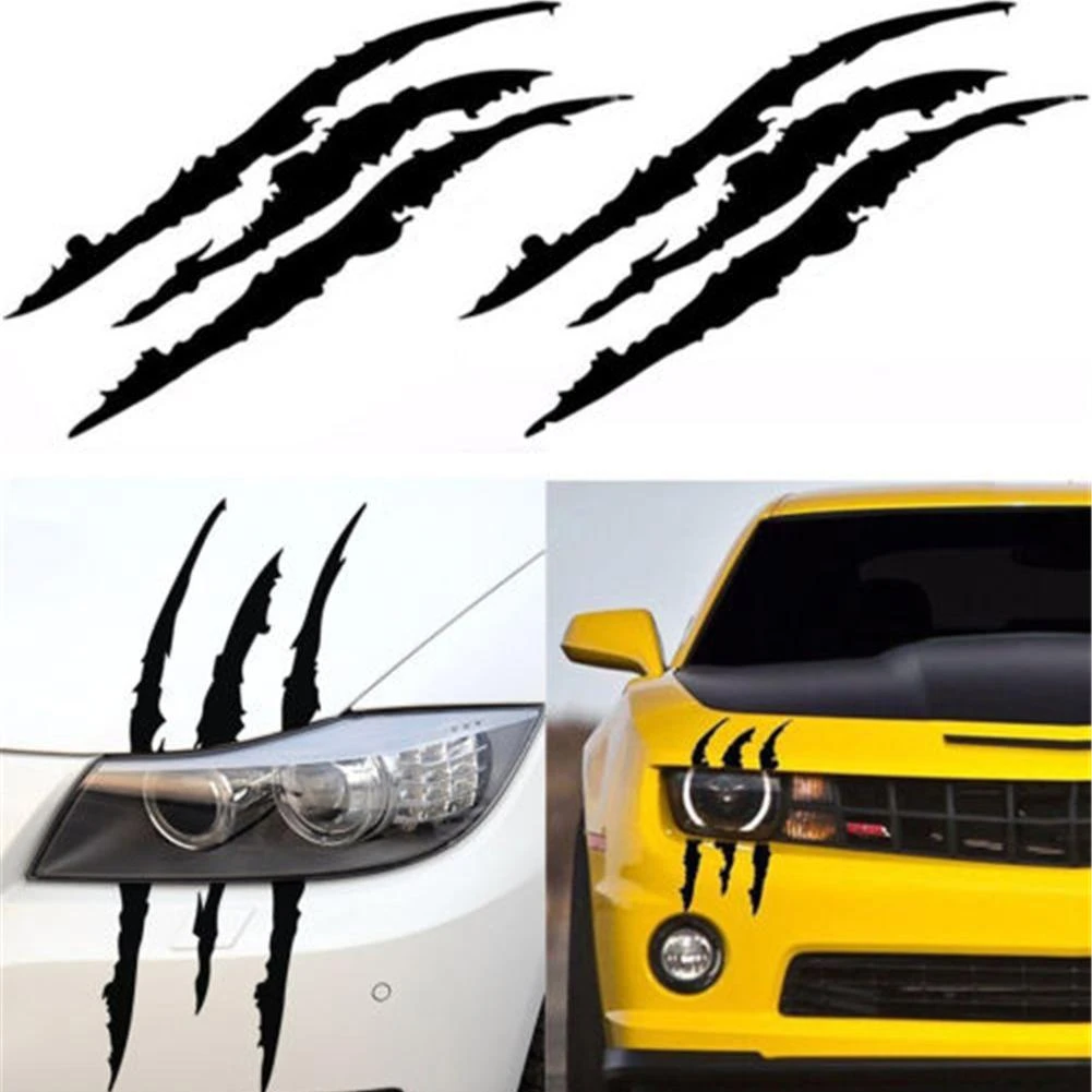新車ヘッドライトボンネットスポーツマインド人格装飾スクラッチデカール車モンスター爪マーク車のステッカーホオジロ 車のステッカー Aliexpress