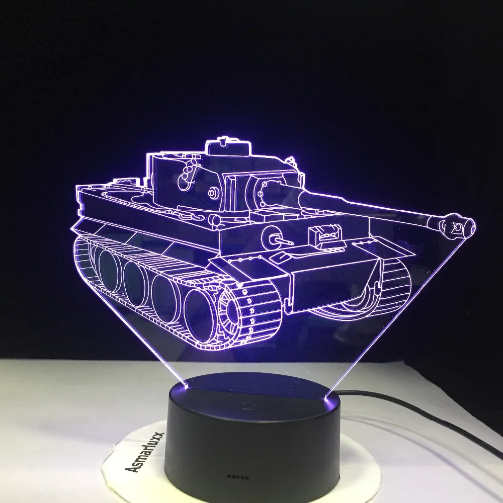 Танк 3D машина светодиодный ночник горячая Распродажа крутая настольная лампа Новинка 7 цветов изменить атмосферу домашний декор Блеск