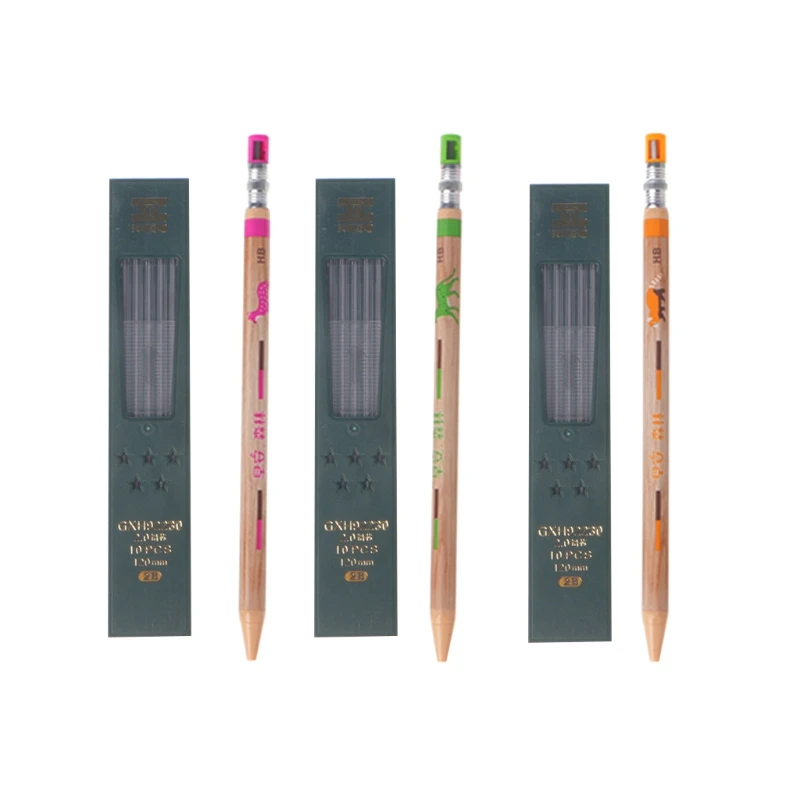 

1Set Mechanical Pencil Refillable Type With Refill Box Simple Click 2.0 mm