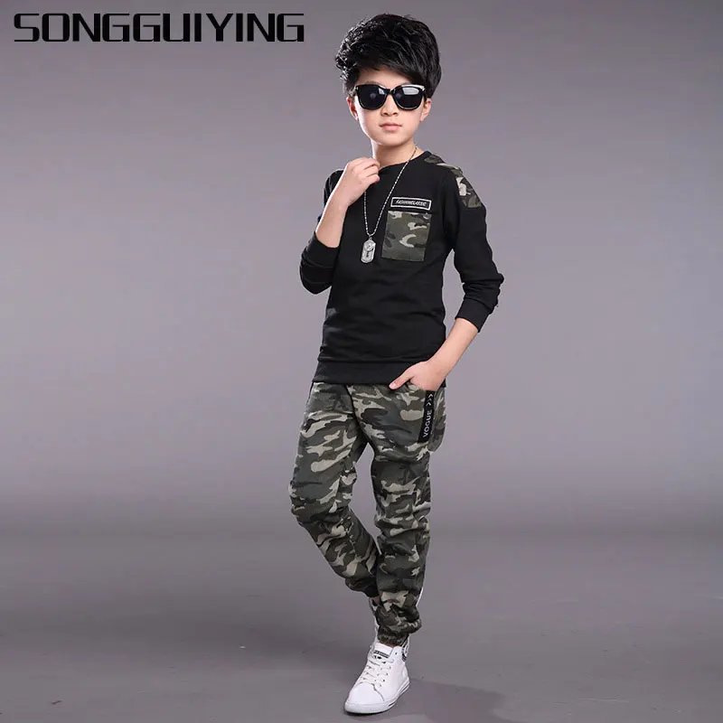 Songguiying A204 Обувь для мальчиков Детский комплект камуфляж спортивные костюмы весна дети мальчик куртка с длинными рукавами+ Брюки для девочек наряд комплекты детской одежды