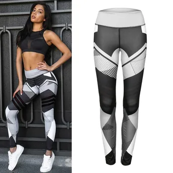 

Geometric Print Pants Yoga Pants Fitness Tights Female Pants Joggers Superelastic Stretch Pants Breathable TrousersN