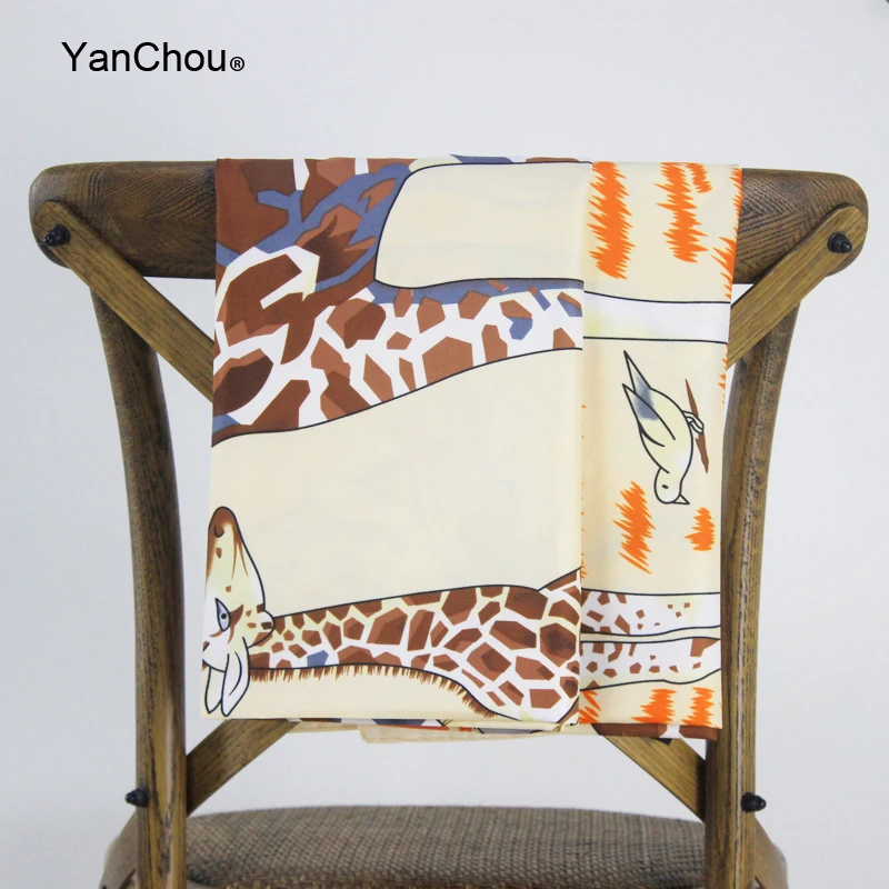 

Luxury Large Square Twill Scarf Women Brand Big Shawl Hijab Soie Vintage Woman French Silk Animal Printed Scarves 130*130cm