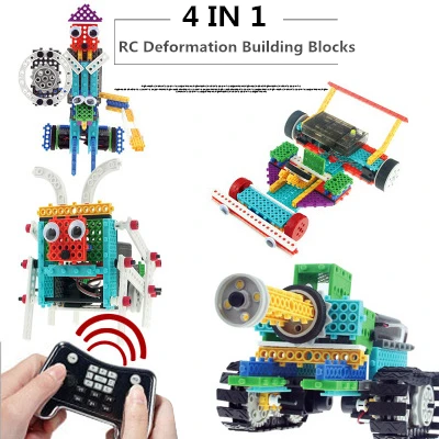 Совместимость RC строительные блоки для автомобиля наборы DIY 4в1 пульт