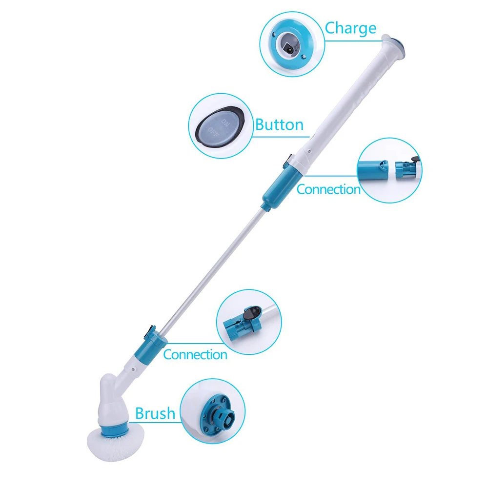 Турбо скраб многофункциональные электрические щетки Беспроводная зарядка электрическая длинная ручка Чистящая домашняя щетка для чистки инструментов