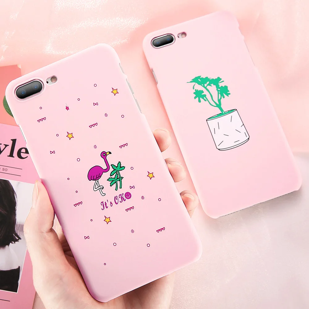 

NORTHFIRE Cute Flamingo Cactus Phone Case For iPhone5 6 6plus Pink Soft Silicon Cover Case for iPhone 7 7Plus X Fundas CoqueCapa