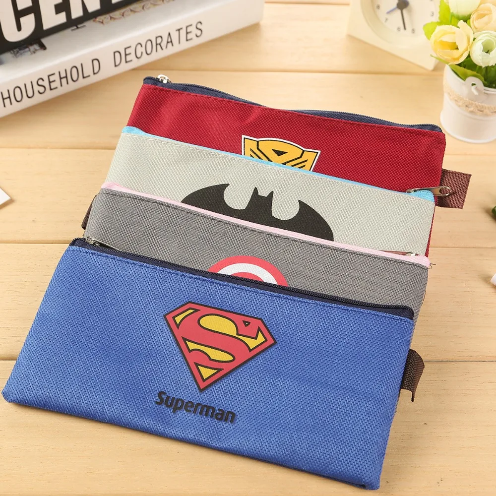 

Batman Pencil Case Superman Hero Series Pencil Bag Captain America Stationery Pen Case for Boys Girls School Supplies
