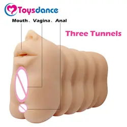 Baile три тоннеля в одном влагалище рот Анальный взрослых товары пенис массажные резиновые для мужчин Мужской Мастурбаторы Секс-игрушки