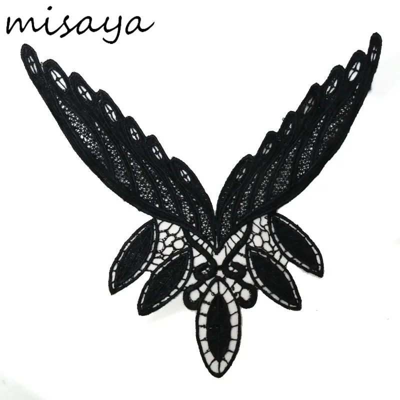 Misaya 1pc New V Neck Embroidery Feather Wings Lace Neckline Fabric DIY Collar Fabrics for Sewing Supplies Crafts | Дом и сад