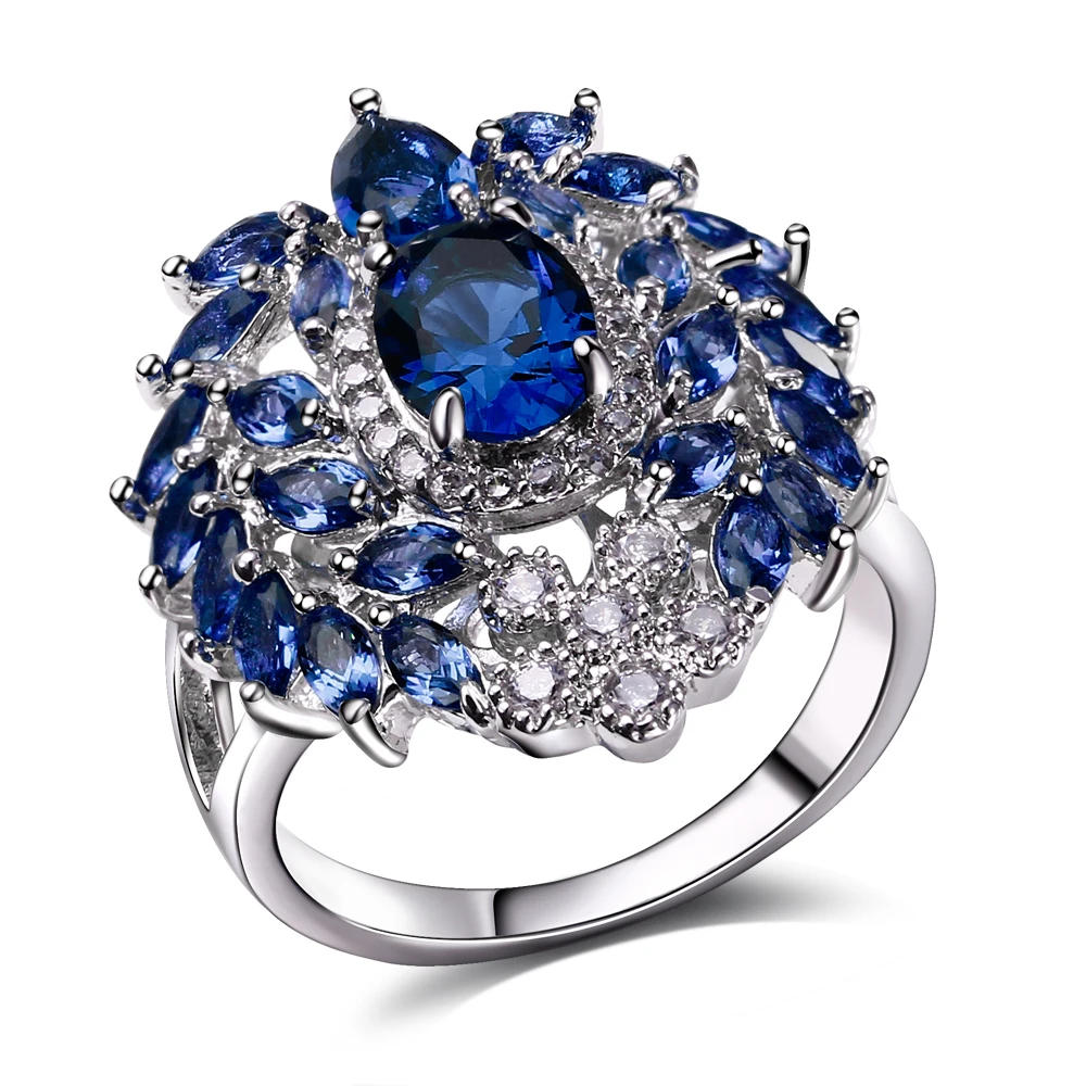 Fashion Rings rhodium plated with cubic zircon finger Ring high quality Party rings for women Free