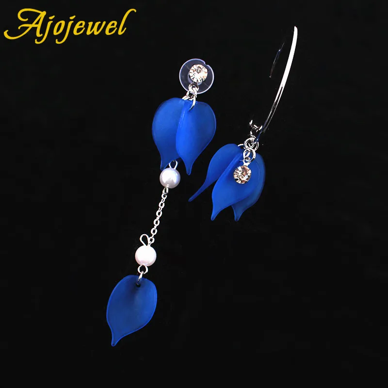 

Ajojewel Fashion Acrylic Leaf Flower Asymmetrical Earrings Female Imitation Pearl Jewelry Women Accessories