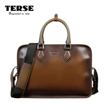 Terse_new модные Для мужчин Портфели Пояса из натуральной кожи Для мужчин сумка Бизнес табачного цвета Роскошные Большой Ёмкость мужской Мужские Портфели сумки 625