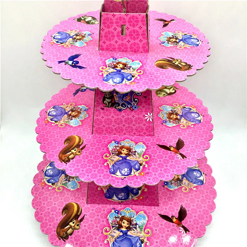 

Free Shipping 1 Set Disney Cartoon Sophia The First Theme Girl Birthday Baby Shower Party Cardboard Cupcake Stand Hold