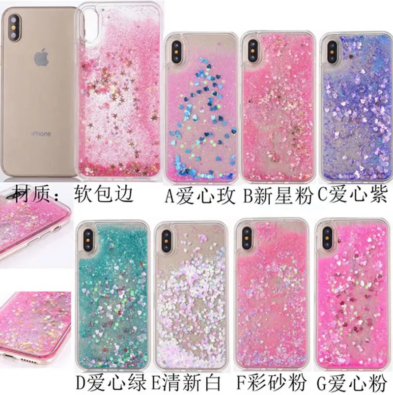 For iphone X glitter Case Dynamic Liquid Quicksand Star