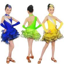 Платье для латинских танцев для женщин и девушек, 110-170 см, платье для латинских танцев, бальный танцевальный костюм, Одежда для танцев, одежда для латинских танцев