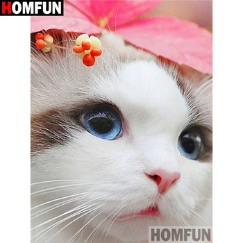 

HOMFUN Full Square/Round Drill 5D DIY Diamond Painting "Animal cat" 3D Diamond Embroidery Cross Stitch Home Decor A19391