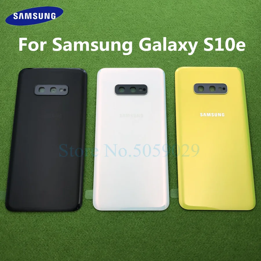 

S10E Original For Samsung Galaxy S10e G970 G970F-DS Battery Back Cover Door Housing Replacement + Rear Camera Glass Lens Frame