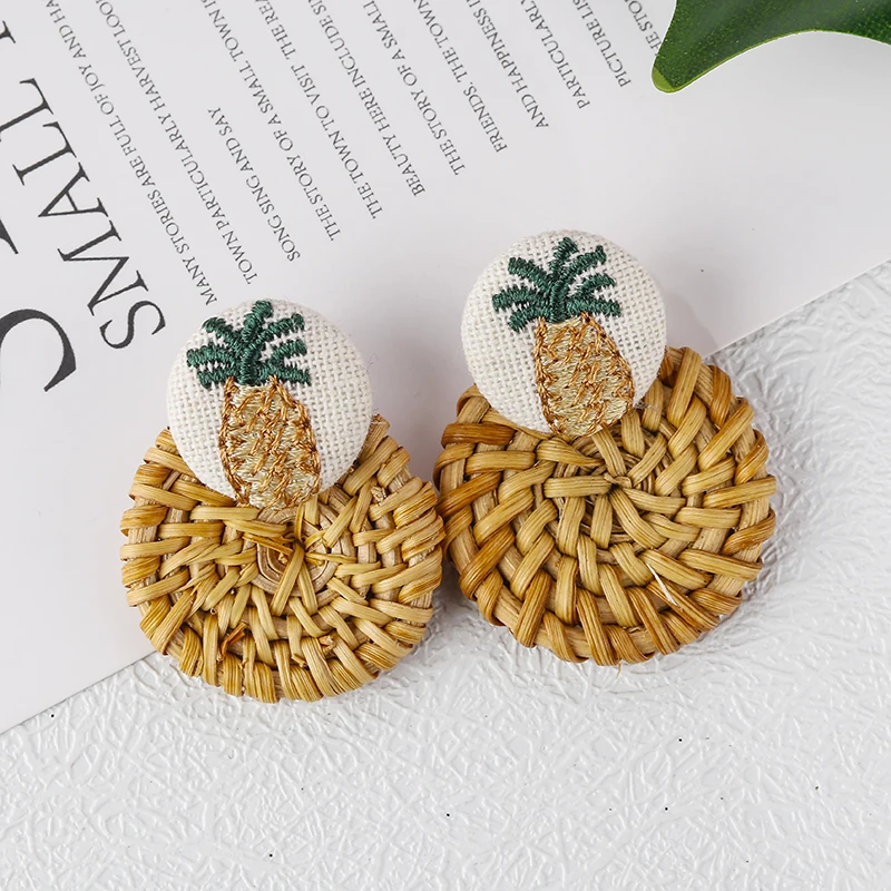 AENSOA Bohemia Handmade Geometric Rattan Straw Weave Knit Vine Drop Earrings For Women Korea Earring Party Jewelry Wholesale AENSOA Bohemia Handmade Geometric Rattan Straw Weave Knit Vine Drop Earrings For Women Korea Earring Party Jewelry Wholesale