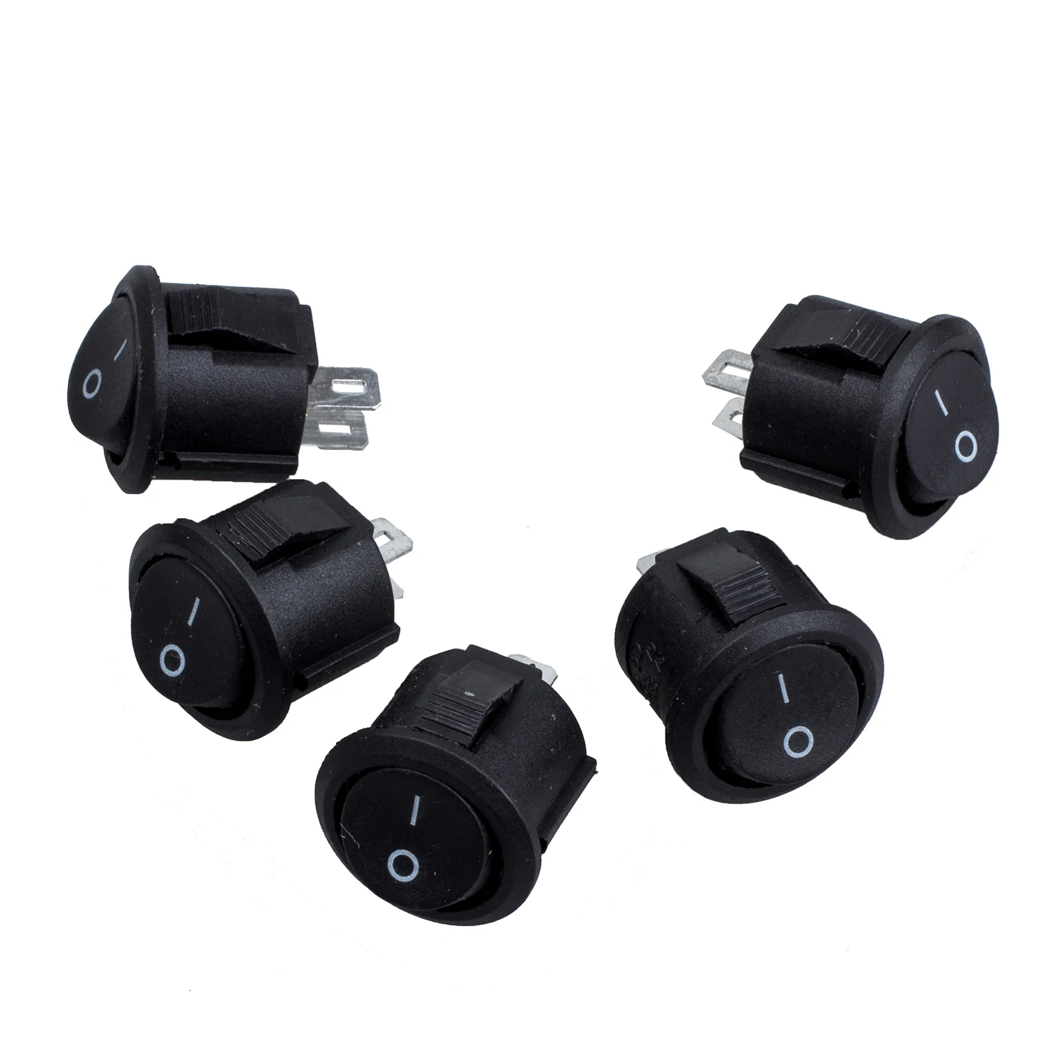 

Hot sale 5 Pcs SPST Black Button On/Off Round Rocker Switch AC 6A/125V 3A/250V