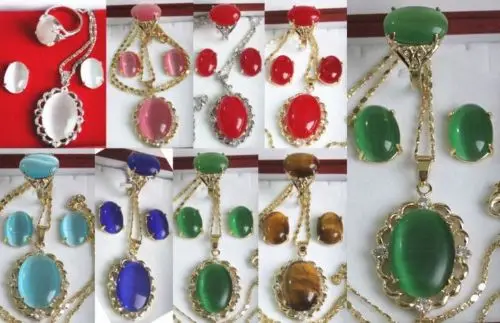 

11.22 10color-white/pink/red/blue/green opal/jade/tiger eye stone earring pendant ring can choose