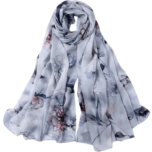 

Silk scarf women's all-round neck in summer thin mother's silk scarf silk sunscreen scarf