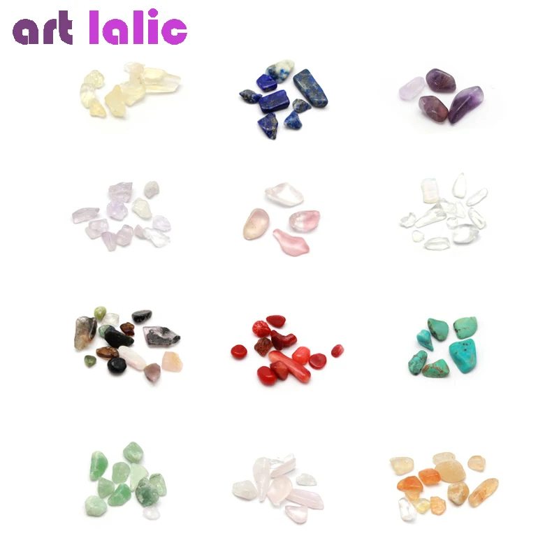 12 цветов/набор натуральный камень кварц ювелирный камень, бирюза для акрилового дизайна ногтей DIY Шарм ручной работы украшения