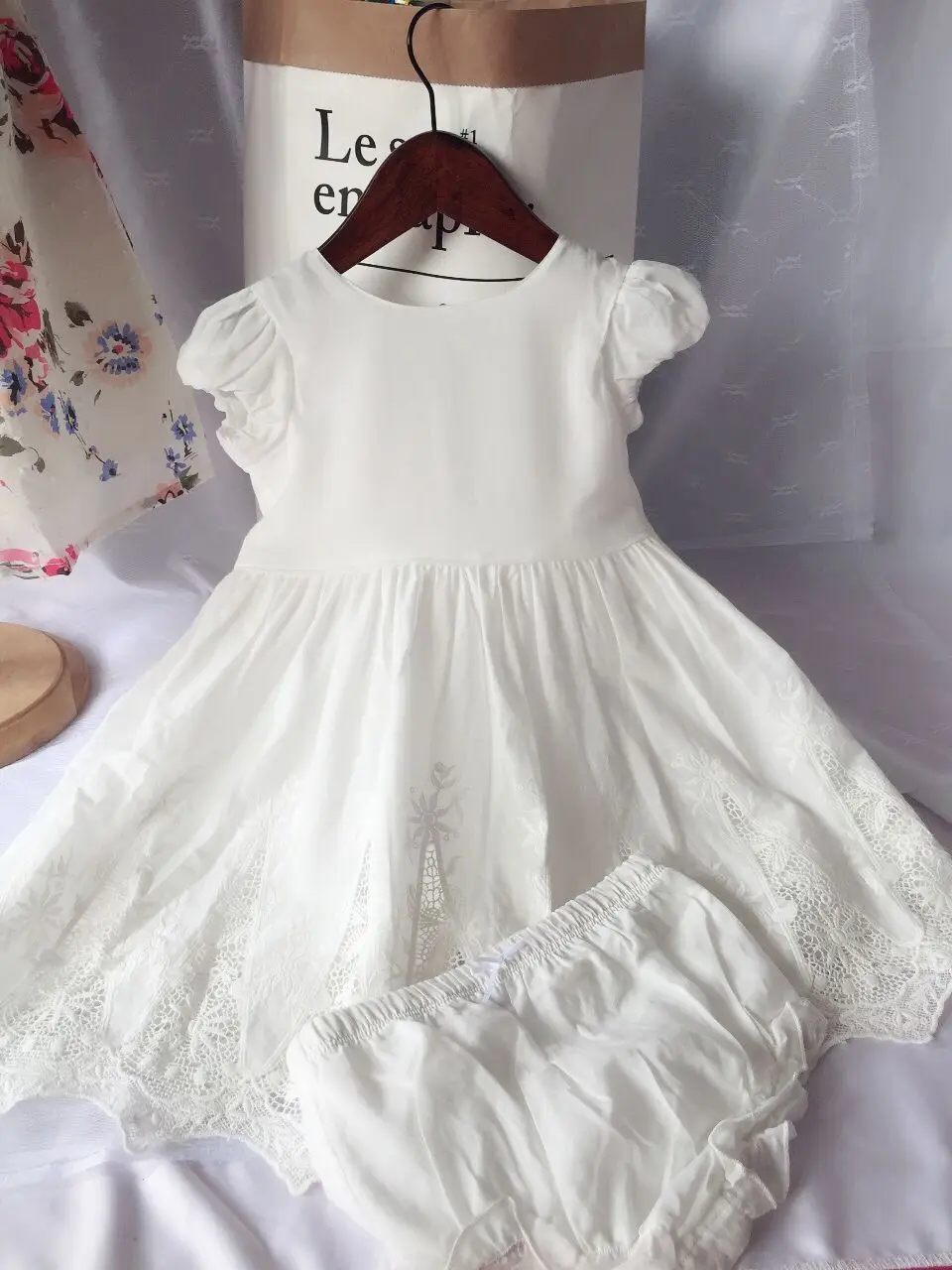 Новое поступление, летнее хлопковое милое белое платье принцессы для маленьких девочек комплект из 2 предметов, жаккардовая одежда высокого качества платье для маленьких девочек
