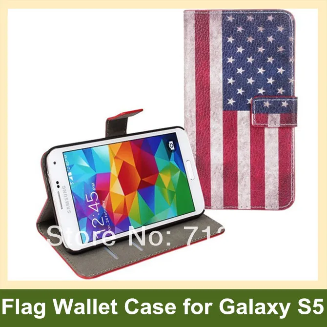 Fashion National Flag UK USA Flag PU Leather Wallet Flip