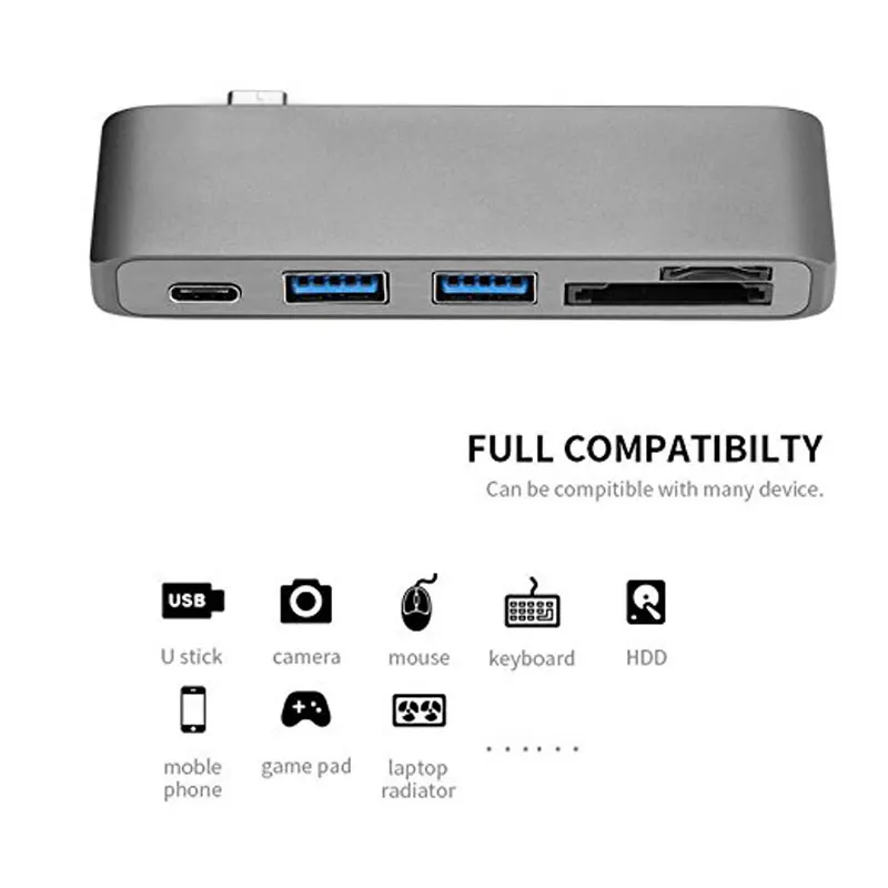 EASYA USB C концентратор Thunderbolt 3 адаптер usb type C Ключ с PD концентратор 3,0 TF SD слот кардридера для MacBook Pro/Ai USB-C