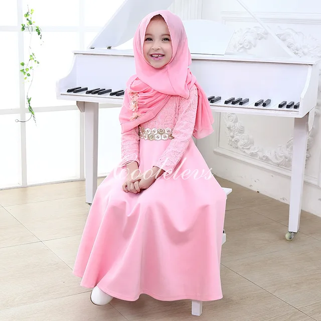 Fashion Kids Girl Princess Dress Costume Cosplay Vestidos Long Muslim