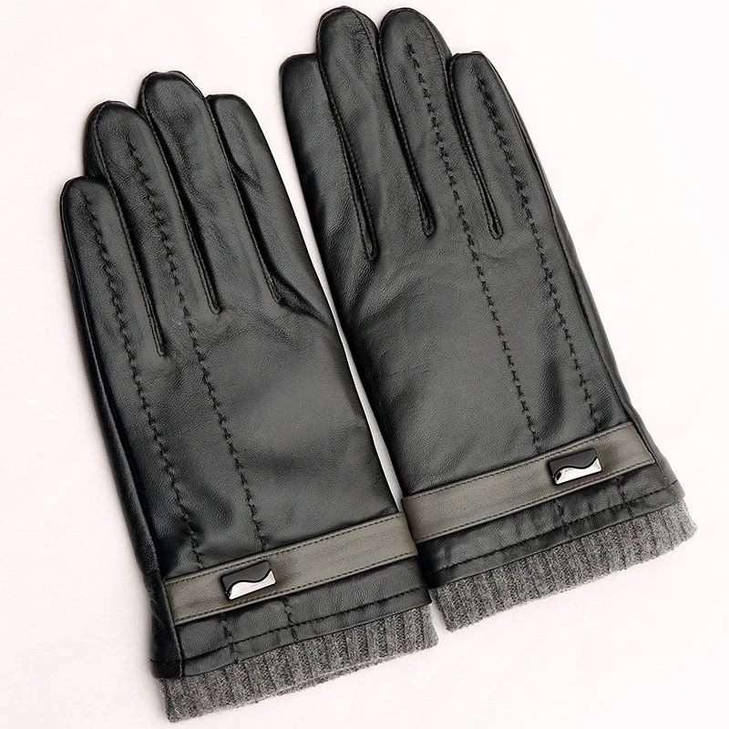 Из натуральной кожи перчатки зима 2018 Новые мужские теплые толстые перчатки овчины плюс бархат вождения кожаные перчатки M1727-5
