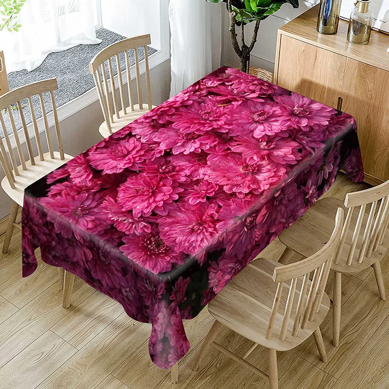 Прямоугольная скатерть для гостиницы скатерти фиолетовые красивые хризантемы 3d полиэстер стол для свадебной вечеринки украшение для банкета