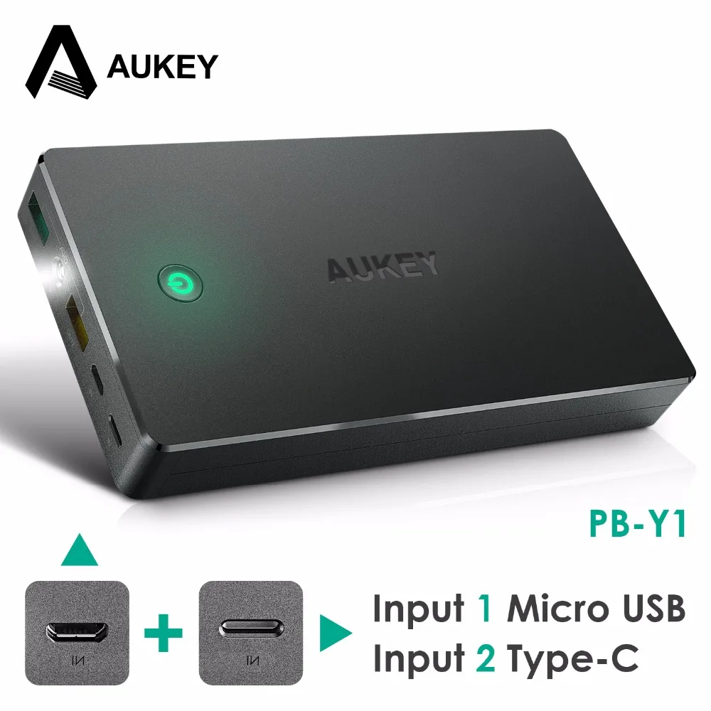 Aukey 20000mah Power Bank External Battery Dual USB QC 2 0 Powerbank Portable Charger For iPhone