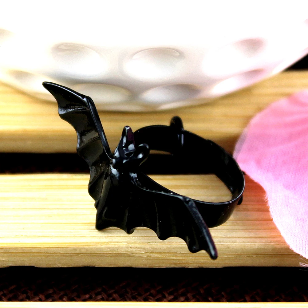 

1Pc fashion European and American women New Jewelry black bat personality adjustable ring animal ring