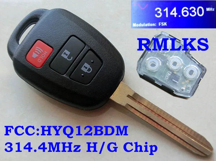 RMLKS HYQ12BDM 3 кнопки дистанционного ключа Fob с чипом 314 2 МГц G H подходит для Toyota Camry 2012