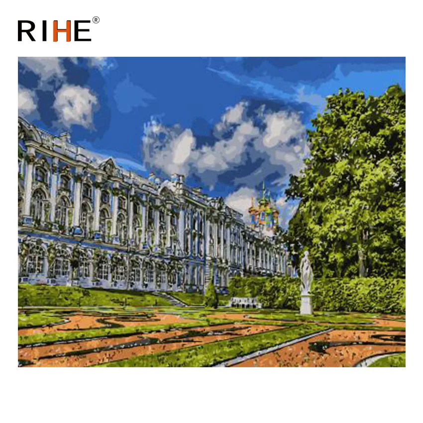 

RIHE Church Diy Painting By Number Abstract Holy Scenery Oil Painting On Canvas Cuadros Decoracion Acrylic Wall Picture For Room