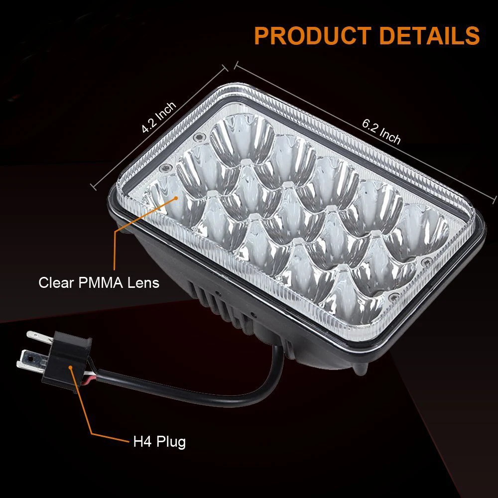 4x6 Inch LED Conversion Headlight For Honda XR250, XR400, XR650 Suzuki Motorcycle Headlamp H4 Plugs Lamp (7)