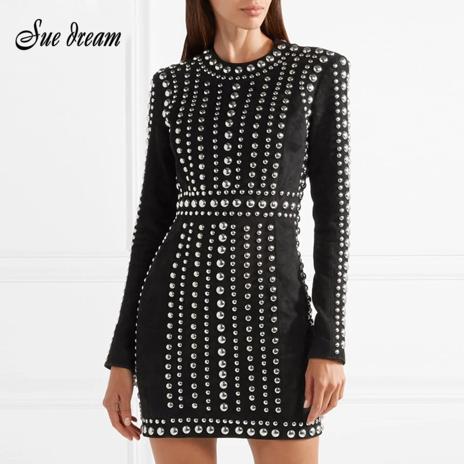Adyce-2017-High-Quality-Autumn-Runway-Dress-Black-Women-Beads-Embellished-Mini-Bandage-Dress-Evening-Party