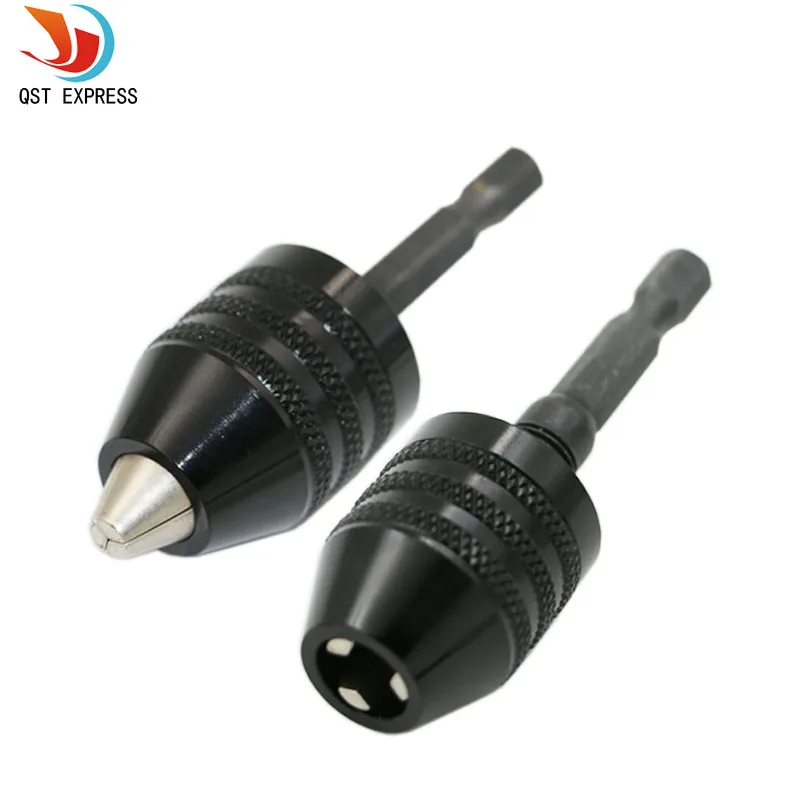  1pc 0.3-8mm Black Keyless Drill Chuck Screwdriver Impact Driver Adaptor 1/4