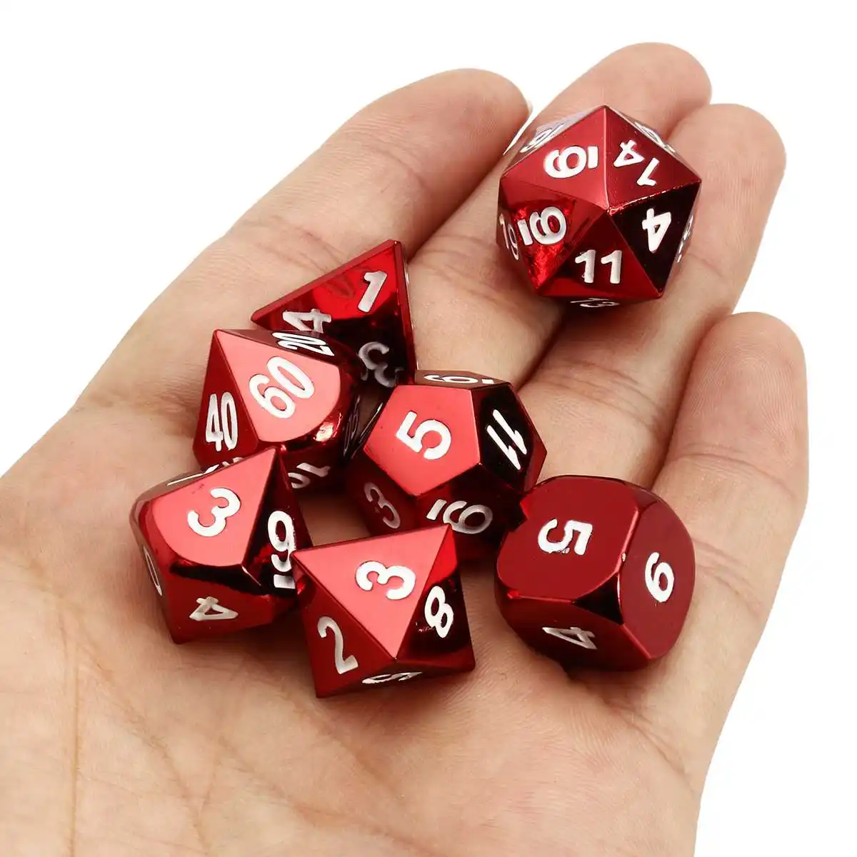 7 шт. многогранные D4-D20 Multisided игральные кости для TRPG настольная игра Металл красный цвет цифровой кубики Подземелья и Драконы настольные