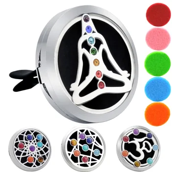 

New Arrivals Buddha 38mm Chakra Car Lockets Aromatherapy / Stainless Steel Essential Oils Car Diffuser Locket