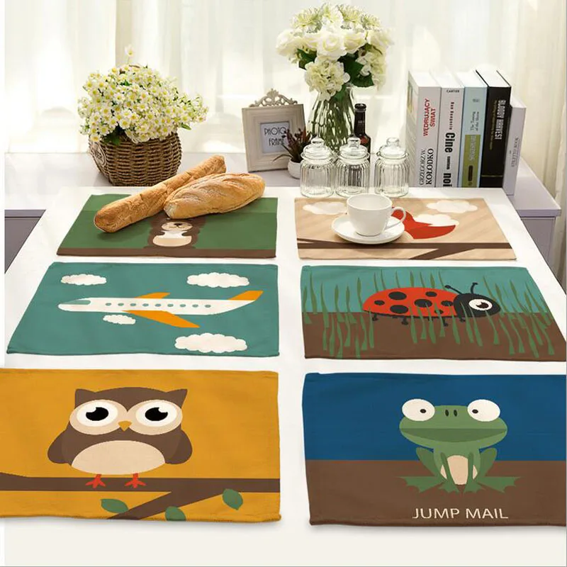 

Cartoon animal owl placemat Fabric coaster Table decoration mat Kitchen Posavasos Manteles individuales Onderzetters H316