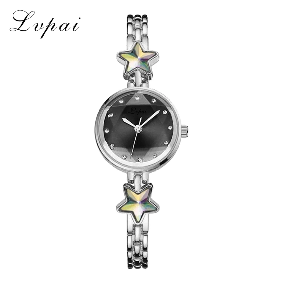 Темперамент поднятый циферблат Кварцевые Звездные часы женские роскошные женские известный бренд стальной браслет часы relogio feminino 0# P6 - Цвет: Silver Black