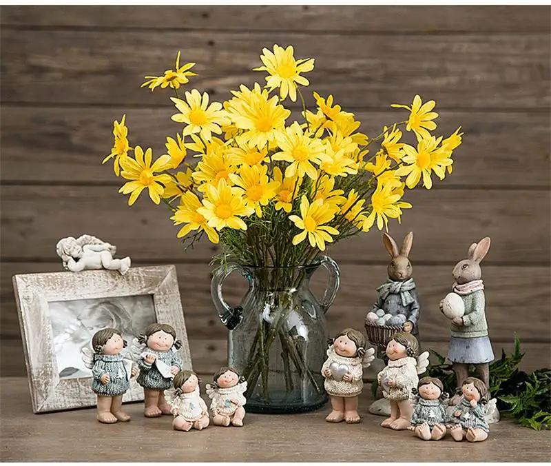 Flone Artificial Small Daisy Fake Plant Silk Flower Bouquet Wedding Home Party Flower Arrangement Decoration Supplies (18)