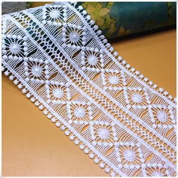 

15Yards 8cm Wide Pure Polyester White Water Soluble Embroidered Lace Trim Handmade Patchwork Garment Sewing Material