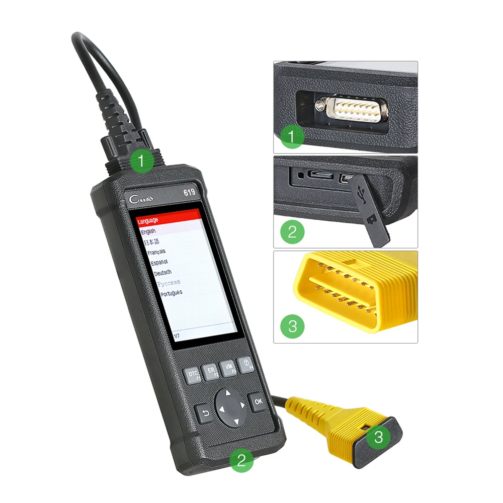 Авто диагностический сканер устройство чтения кода LAUNCH Creader CR619 OBD2 диагностики OP
