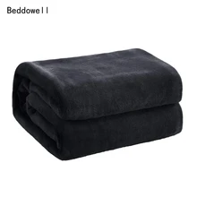 Couverture moelleuse en flanelle, couleur unie, plaid doux et chaud pour canapé, dessus de lit en molleton de corail, bleu, noir, hiver